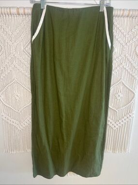 House of Harlow 1960 Olive Green Pencil Skirt with White Trim